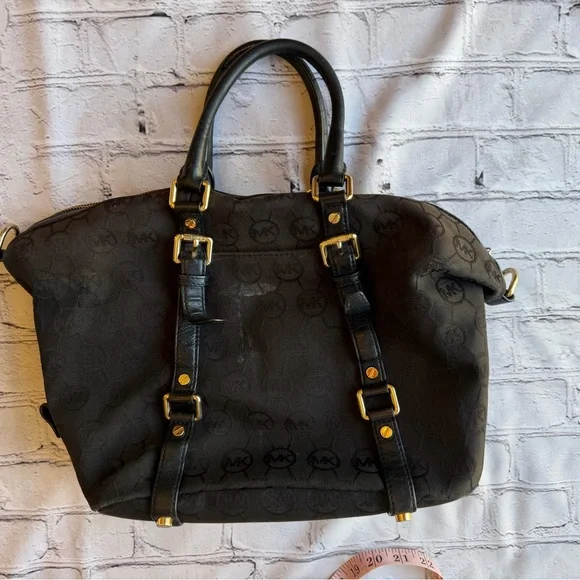 Michael Kors BEDFORD Small Satchel MK Monogram Jacquard Black Y2k Tote Logo - Picture 4 of 16